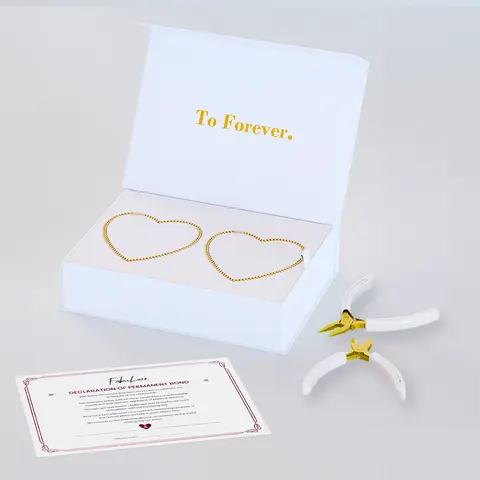 FabuLove Permanent Couple's Bracelet Kit - DIY Forever Bracelets for Couples - Stainless Steel Infinity Jewelry - Romantic Date Night Activity - Promise Ring Alternative - Long Distance Relationship Gift