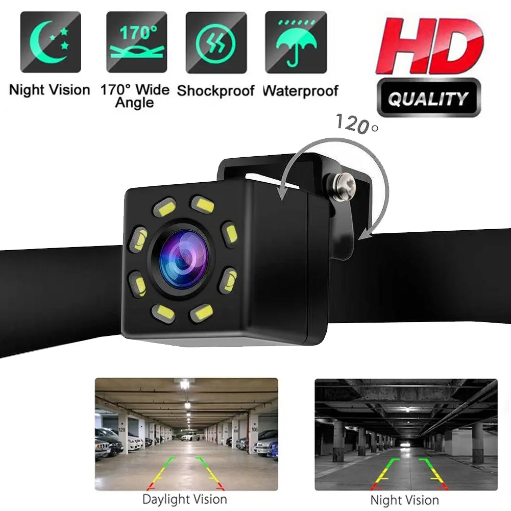 Car Backup Camera, License Plate Camera with 8 LED Lights Rear Camera, HD Night Vision Rear View Camera,Wide View Angle,Waterproof Reverse Vehicle Camera for Cars,SUV,Trucks