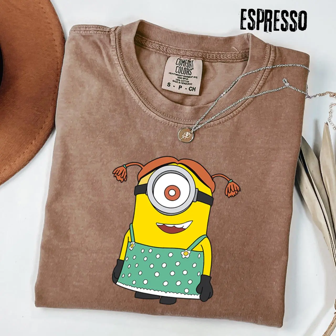 Comfort Colors Funny Cartoon Girl Dress Shirt, Yellow Character Polka Dot Tee, Funny Movie Fan T-Shirt