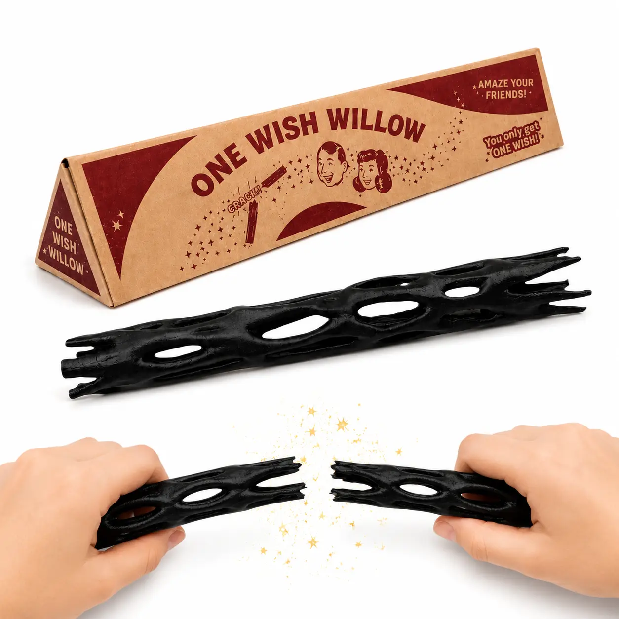 One Wish Willow Stick and Box, 3D Printed Hollow Wood Grain Ornament, Vintage Box Desktop Decor, Photography Prop