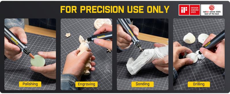 Fanttik F2 Master Mini Cordless Rotary Tool Kit 4V, Brushless Motor 25000 RPM, Revostor Hub, 35 Accessories, Portable Lightweight Design Drill Bits, for 3D printer