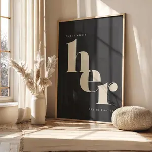 Female unframed Poster, Feminine Print, Empowerment Feminist Wall Art, Strong Women Quote, African American Black Girl Gift Room Home Decor