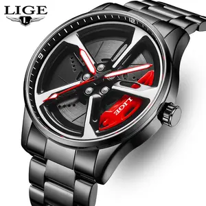 LIGE men’s wheel watch, ROTATING SKELETON WHEEL,super trendy and cool, with a 43mm large dial, 30m water resistance, luminous hands, and a top choice for men’s gifts.