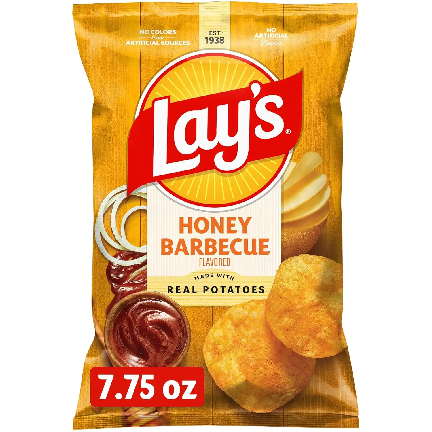 Lay's Potato Chips, Honey Barbecue Flavored Snacks, 7.75oz Bag