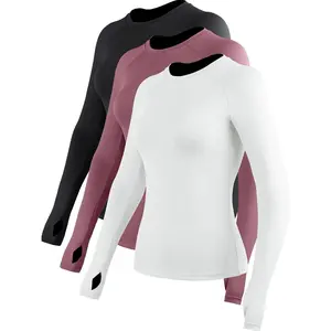 Women's 3 Pack Compression Shirts Long Sleeve Yoga Athletic Running T Shirt,Black, Pink, White,Small : Clothing, Shoes & Jewelry