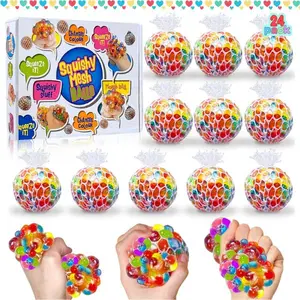 24 Pack Kids Valentine’s Day & Easter Gifts – Fidget Stress Balls, Squeeze Stress Relief Toys, Classroom Prizes, Basket Stuffers, Party Favor Se