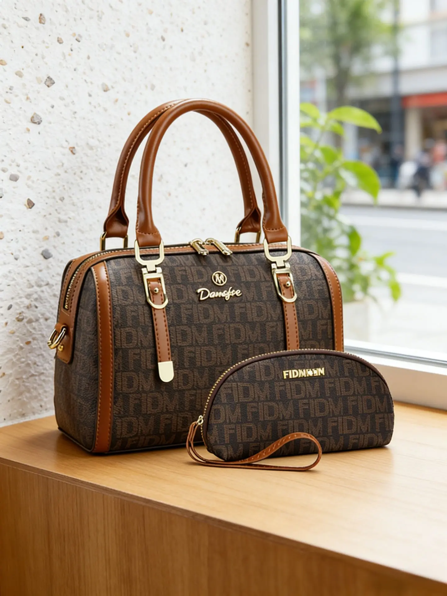 2-piece set of Boston women's bags, All Seasons Handbag, letter-printed contrast-colored handbags, crossbody handbag, large-capacity women's bags suitable for work, and birthday gifts, single-shoulder messenger bags