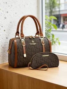2-piece set of Boston women's bags, Handbag combo, featuring letter-printed contrast-colored handbags, crossbody handbag, large-capacity women's bags suitable for work, and birthday gifts, single-shoulder messenger bags, Handbag Shoulder Purse