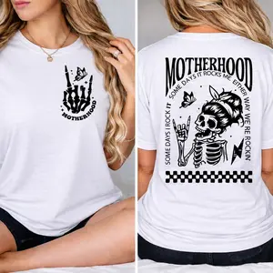"Motherhood: Sometimes I Rock It, Sometimes It Rocks Me" shirt – a perfect unisex  tee or sweatshirt for moms, great for Mother's Day!