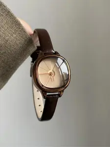 Vintage Small Dial Women's Quartz Wrist Watch, Simple Design, Versatile Leather Strap, Modern Fashion Timepiece for All Seasons