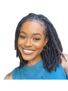 0.6cm Thickness Real Human Hair Dreadlock Extensions Boho Locs for Men/Women 10-100 Strands Full Handmade Permanent Locs Extensions Human Hair Can Be Dyed and Bleached