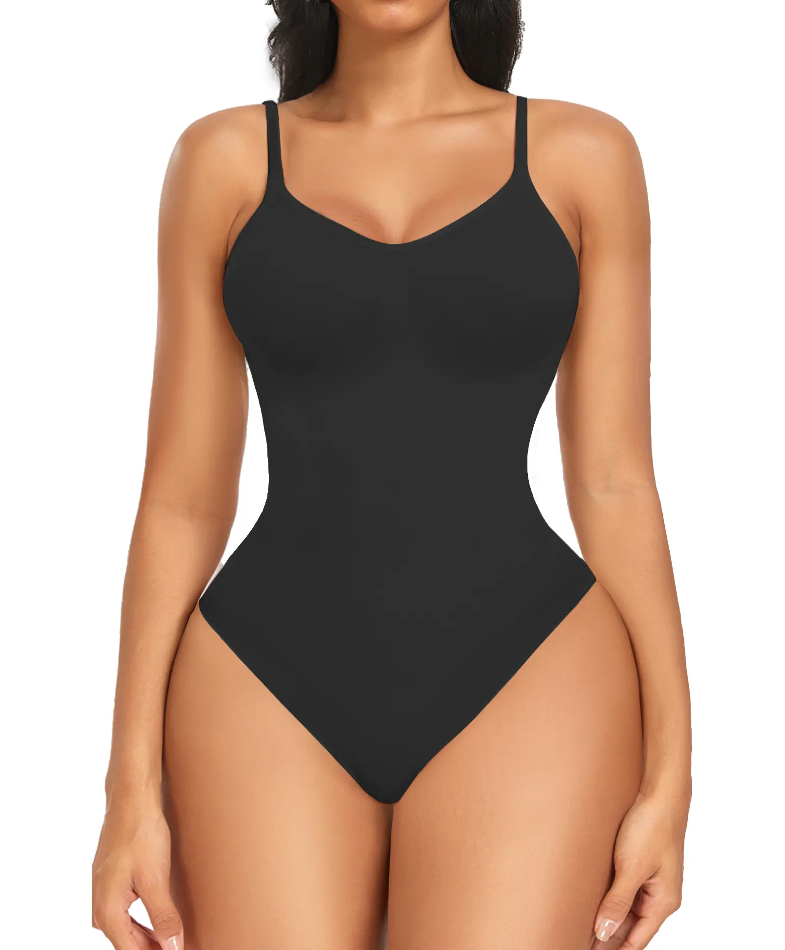 Women's Nylon Slim Soft Full-Body Shapewear Bodysuit - Thong, Low-Back Backless Seamless, Built-In Bra, Adjustable Straps, Lightweight Comfy Underwear, Waist-Cinching Compression Fit for Flattering Style