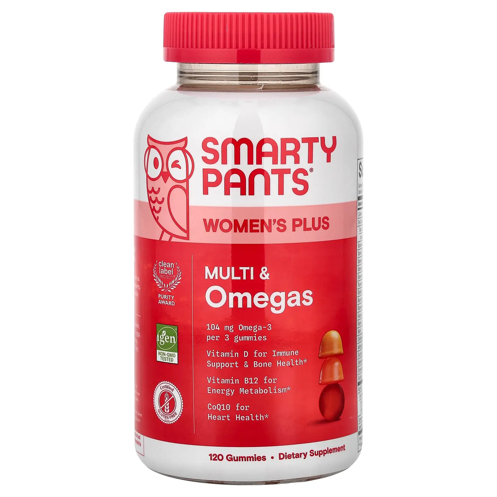 SmartyPants Women's Plus, Multi & Omegas Gummies, Strawberry, Orange, and Lemon Crème, 120 Gummies