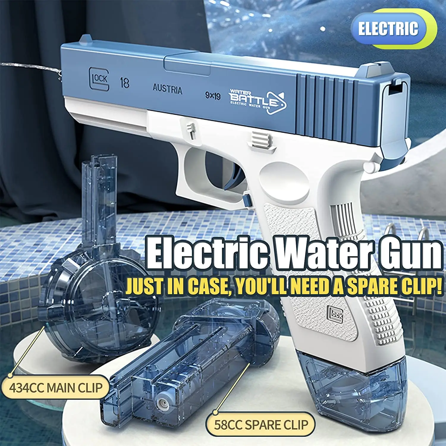 Hot selling large capacity electric automatic water spraying toys children like gifts water game props Glock water gun children's toys Outdoorfun Fun