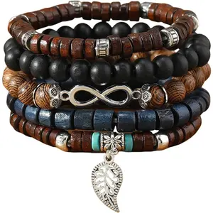 5 count Bohemian Multilayered  Beaded Layered Bracelets for women Men  Boho  Turquoise  Stackable Bracelet Birthday Fashion Accessoriess