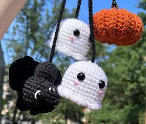Halloween Car Hanging Crochet, Ghost, Bat & Pumpkin, Car Accessory Halloween Crochet