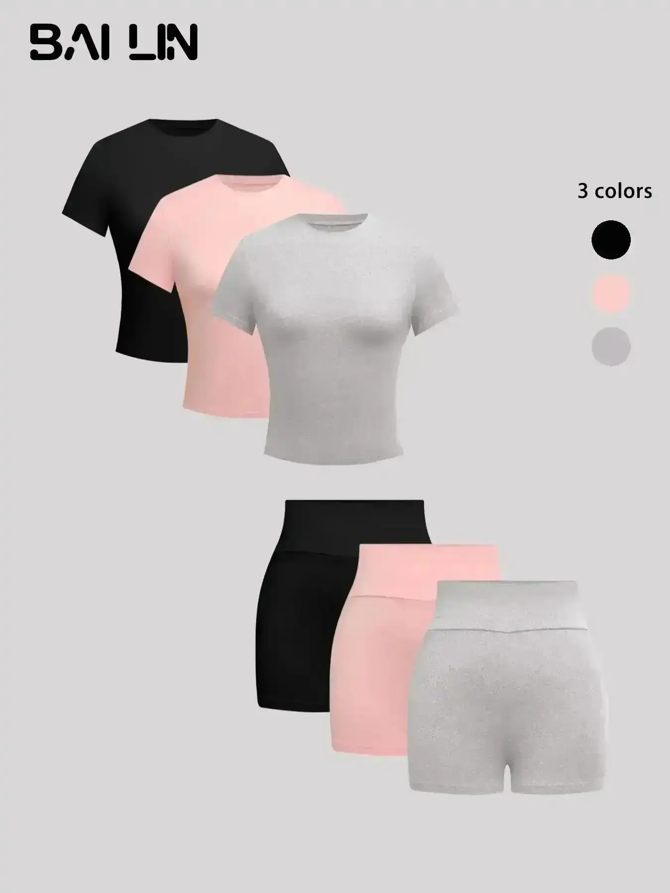 2026 Women's Solid Round Neck Tee & Skinny Shorts Set Casual Short Sleeve T-shirt & Leggings Summer Y2K Lounge Matching Outfits, Vacation Ready, Vacation Mode, Vacation Vibes, Beachwear, Daily Essential