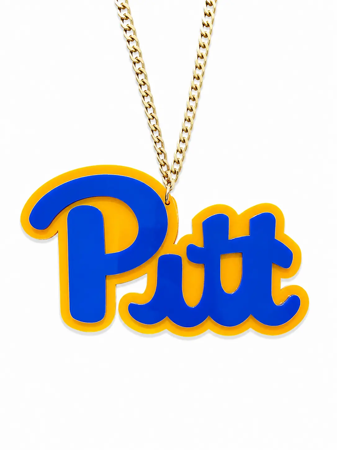 Custom Blue & Gold Acrylic Fan Chain – Sports Inspired Pendant Necklace