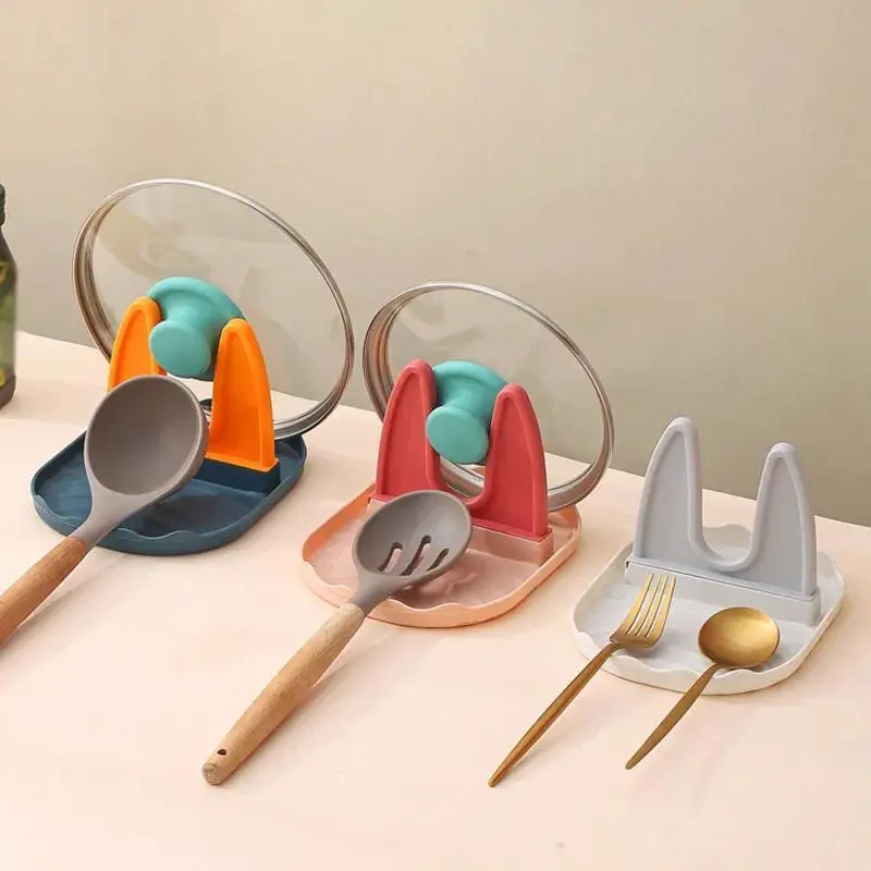 Pan Lid Holder Supports Spoons Pot Cover Rests Spatula Stand For Kitchen Convenience Utensils Tools Accessories Cooker Organizer Cutlery Organizer Tray