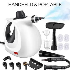1050W Handheld High Temp Pressurized Steam Cleaner, 15 Accessories, Safety Lock & Fast Heat-Up for Kitchen Grease Car Cleaning