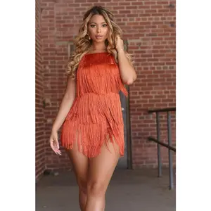 Martina Copper Fringe Romper