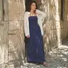 Chicovar Women's Polka Dot Strapless Maxi Dress, Flowy Fall Dress, Chic Smocked Back, A-Line, Casual, Vacation Beach Dress, Sohochic, Thanksgiving, Christmas