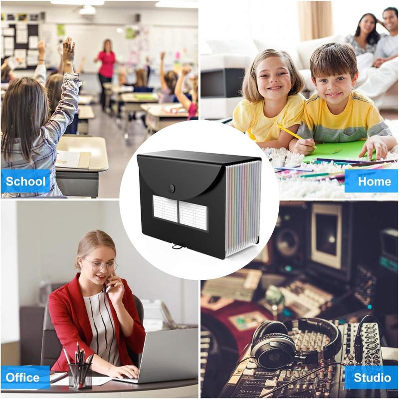 Accordion File Organizer, 12 Pocket Expanding File Folder with Label, Portable Monthly Bill Receipt Organizer, Document Storage Organizer, Expandable Desktop File Keeper, Letter/A4 Size