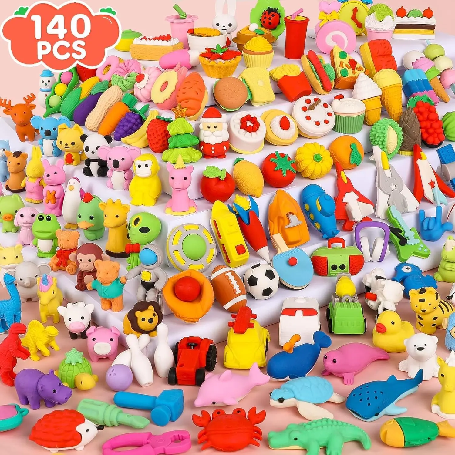 Z-MTS18 140-Pack 3D Puzzle Animal Erasers for Boys and Girls - Bulk Mini Pencil Erasers, Desk Pets, Classroom Prizes, Party Favors, Easter Egg Fillers, Goodie Bag Supplies, Back to School Random Toys