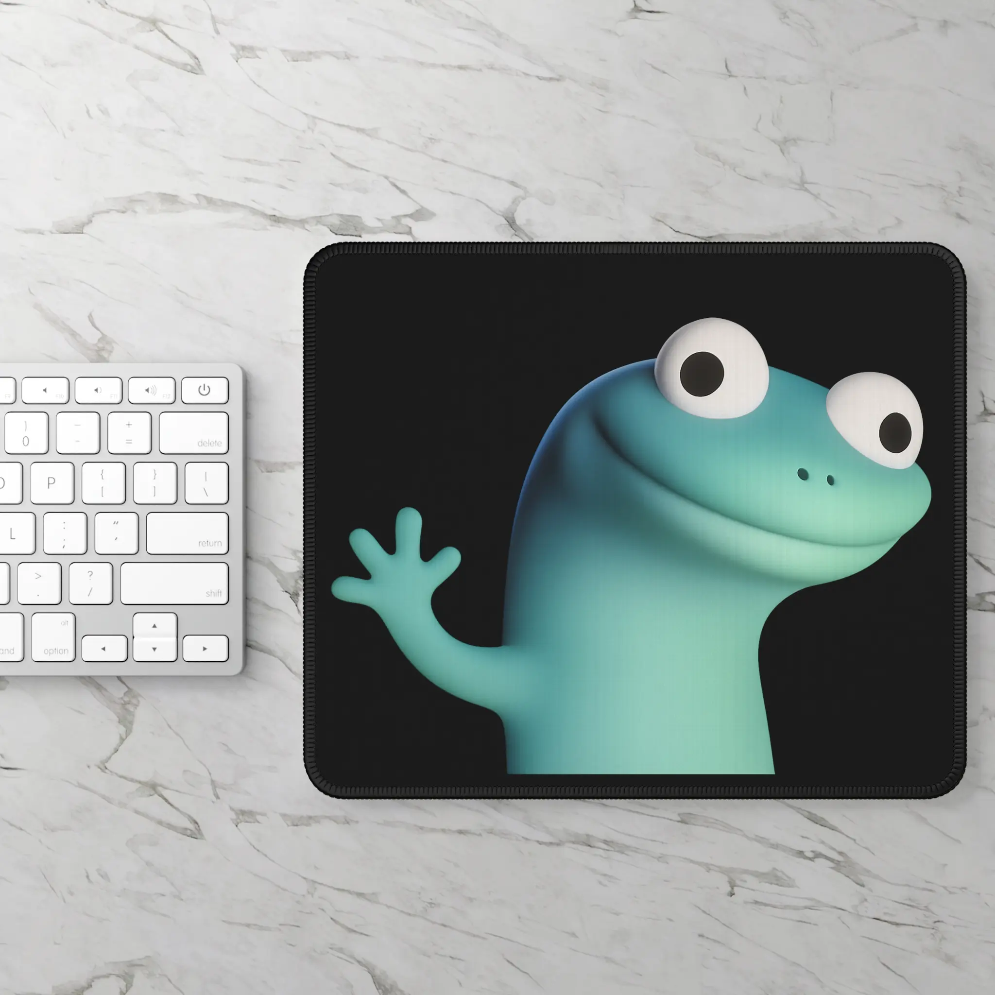 Gaming Mouse Pad, Funny Lizard Pressing Button Elio Meme, Desk Decor, Office Accessories, Computer Mouse Mat, Gaming Gear, Tech