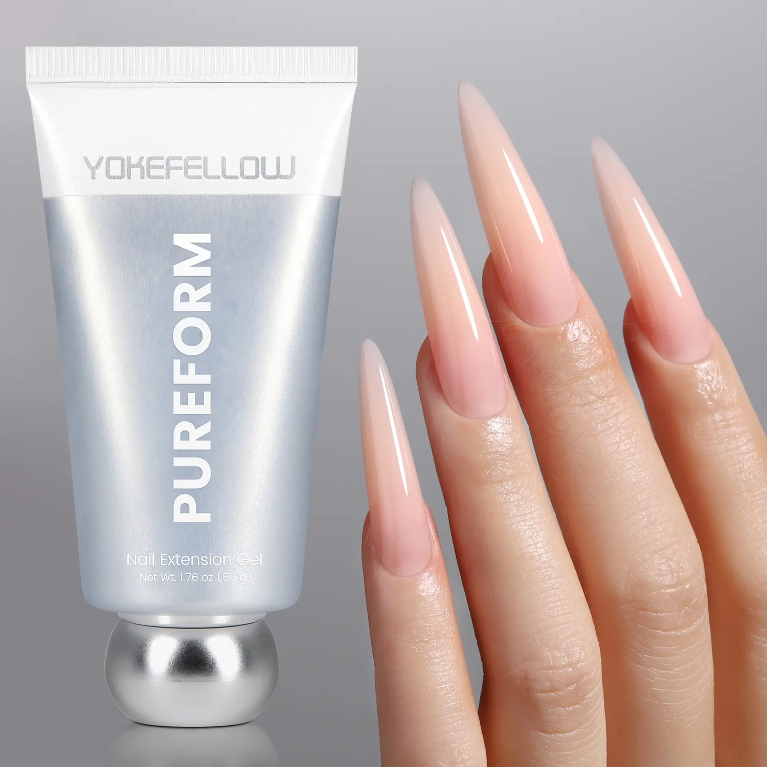 YOKEFELLOW PUREFORM Extension Gel for Nail Reinforcement and Shape HEMA-Free TPO-Free TMPTA-Free PF11 Peach Blush/Nude Pink Nail Extension Gel 50g/1.76oz Long Lasting Poly Extension Nail Gel Profession Nail Gel Polish Nail Art Design Manicure Gifts