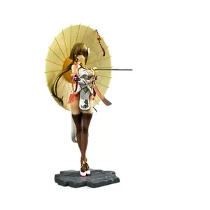 Cheongsam Rita Huanxisha Figurine, Ancient Style Standing Figure with Umbrella, 2D Anime Model Ornament