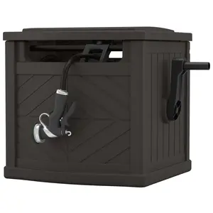 Suncast 150 ft. Slide Trak Hose Hideaway for 5/8" Hoses, Crank Handle for Easy Winding, Weather-Resistant Durable Resin Construction