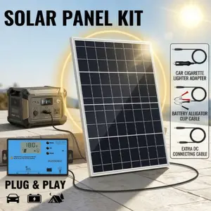 Portable Solar Panel with Controller, 1 Set 15W Solar Panel Charger, Outdoor Solar Panel Kit for Mobile Power, Camping, Hiking, Car, Boat, Phone, Monitoring