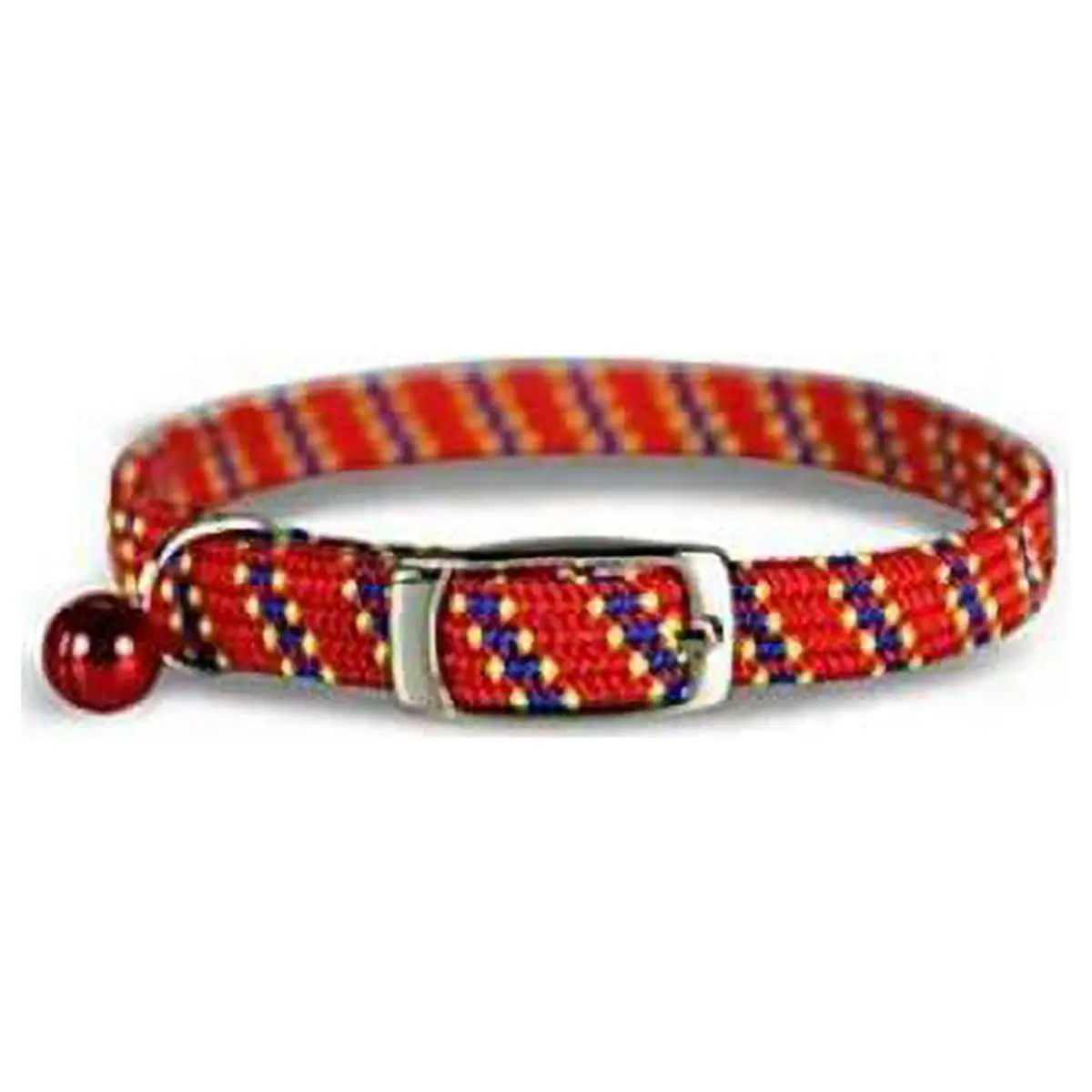 Leather Brothers 3914-RD 0.37 x 8-14 in. Pattern Stretch Cat Kwik Klip Collar with Bell, Red