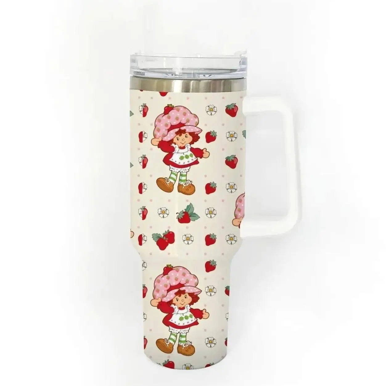 40oz Stainless Steel Tumbler, 1 Count Strawberry Shortcake Pattern Insulated Water Bottle, Stainless Steel Thermos, Stainless Steel Flask, Drinking Cup for Home Office School