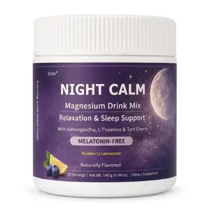 NIGHT CALM Magnesium Drink Mix | Melatonin-Free Relaxation & Sleep Support | Ashwagandha, L-Theanine & Tart Cherry | Blueberry Lemonade*
