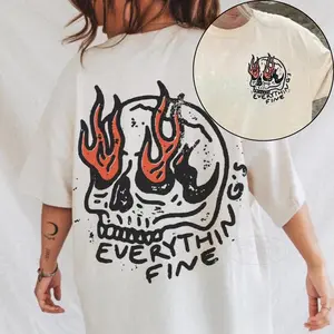 Everything's Fine Shirt Rock n Roll Vintage Rebel Skull Shirt, western clothing, western tops, western cowgirl stuff, punchy western wear, western outfits for women, country girl stuff clothing, graphic tees women, sweatshirts for women, western for women