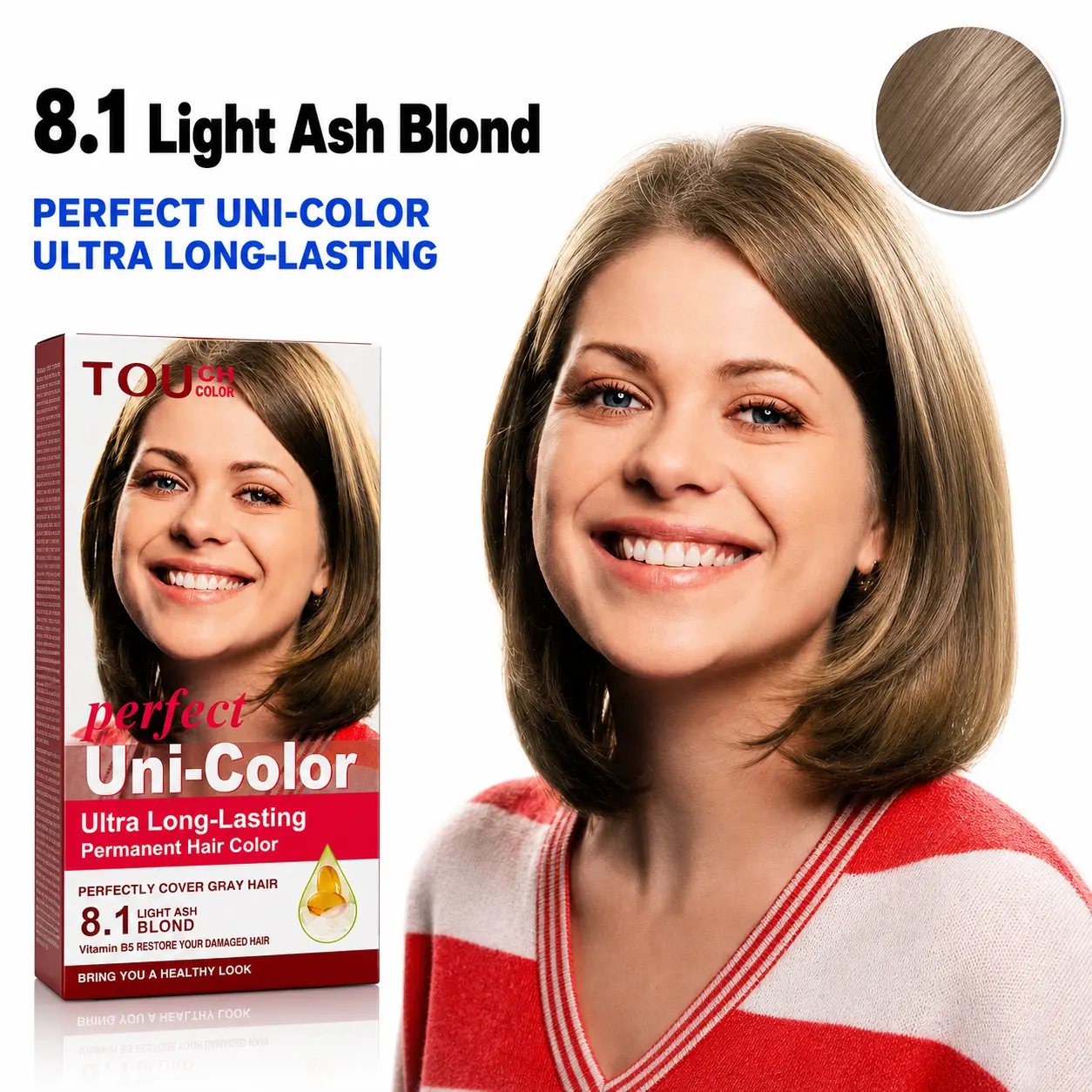 SOFTSUB Uni-Color Hair Dye (Light Ash Blond 8.1 ,1 Box)