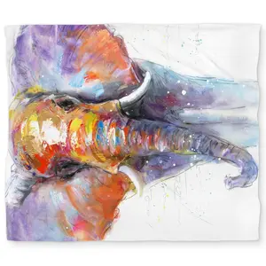 Begin Home Decor C1DCKSW0NZU8S3 Colorful Walking Elephant King Size Duvet Cover - African Home Decor