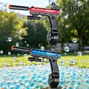 2 Pack Electric Gel Ball Toys Gun Set - Auto Toy Gun with Safety Goggles & Sling, Outdoor Activity Team Game for Kids Ages 14+（Without Gel Ball）