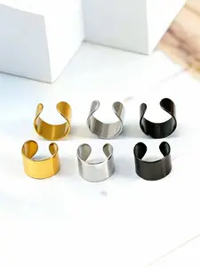 Minimalist Hip-Hop Style Hypoallergenic Stainless Steel Ear Clips Set, Various Colors Available, Perfect for Daily Use or Parties, Great Gift Idea