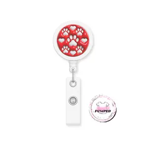 3D paw prints - Retractable Badge Reel