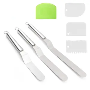 Offset Spatula Set with Dough & Cake Scraper – 6, 8, 10 Inch Stainless Steel Icing Spreader, Professional Cake Decorating Spatula Set for Baking, Smooth Buttercream & Batter tiktokshopspringglowup