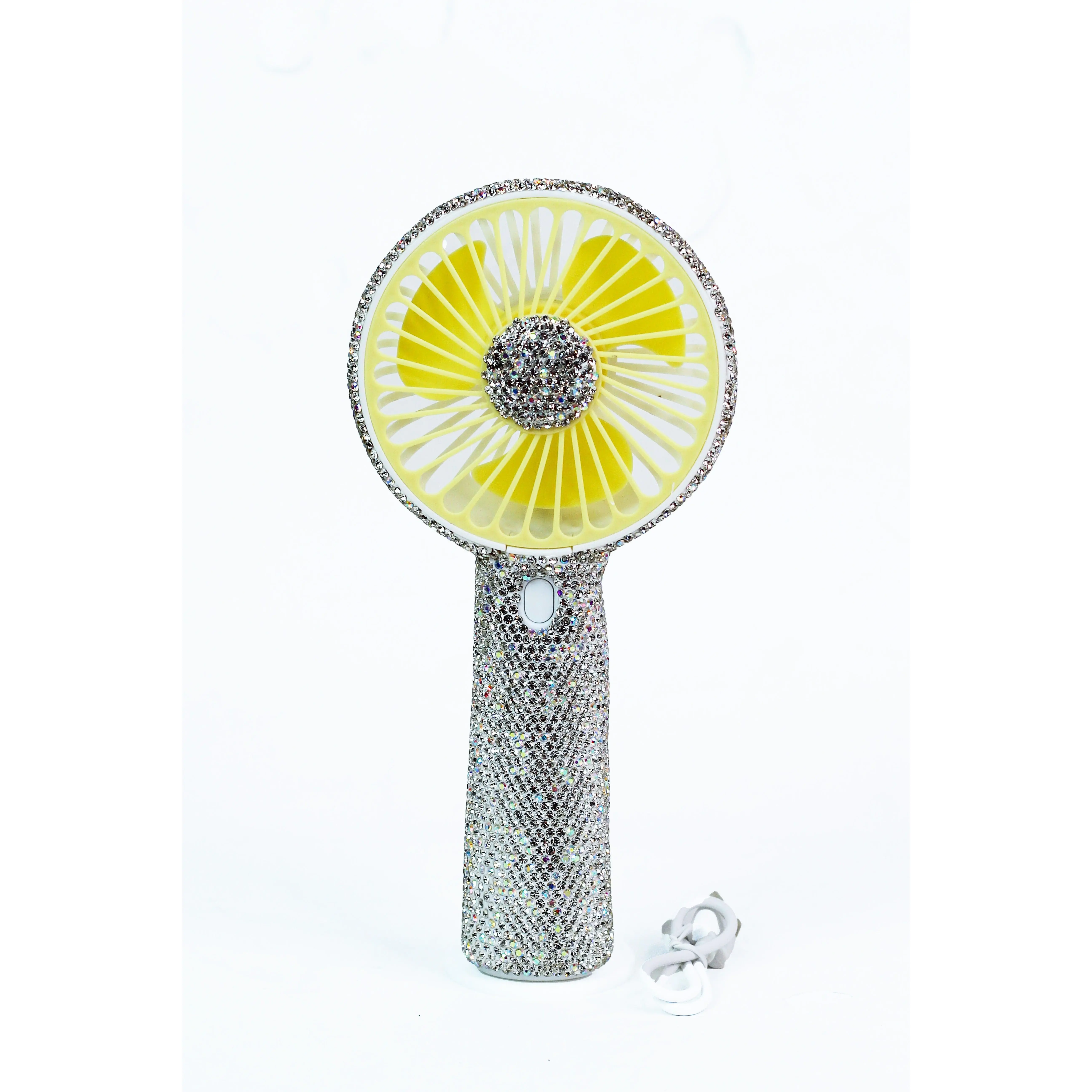 Rhinestone Handle & Outside Trim Handheld Fan
