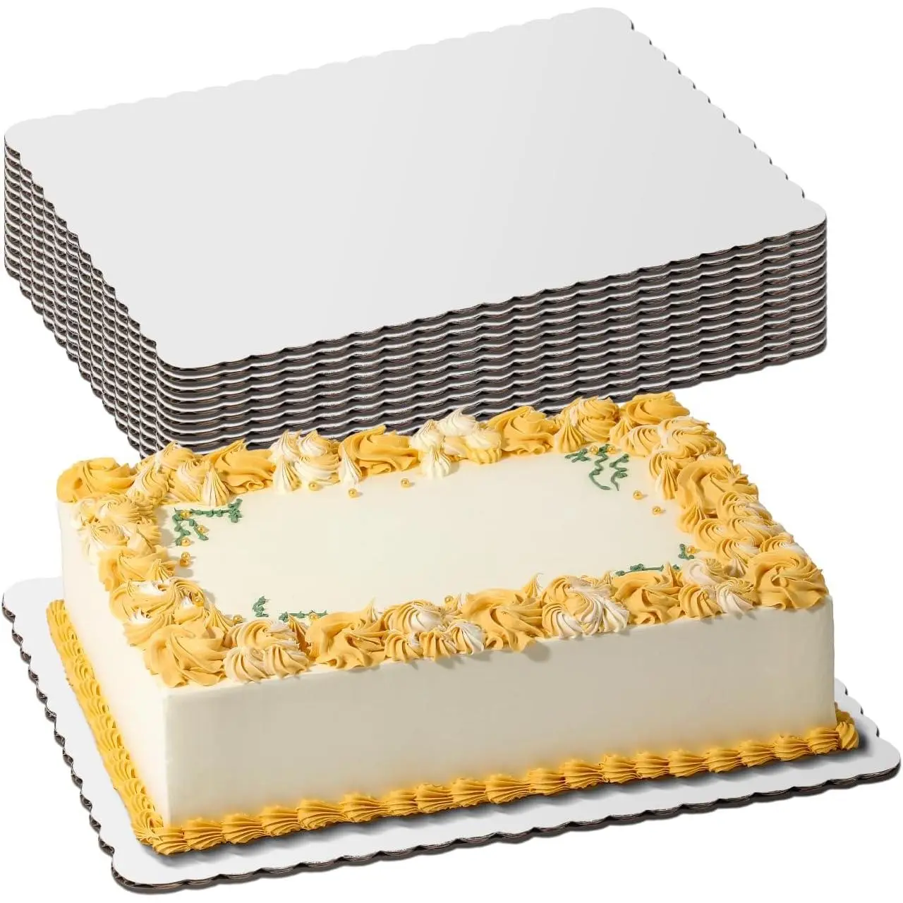 20 Pack 14x10 Rectangle Quarter Sheet Cake Boards Disposable Grease Proof Moisture Resistant White Cardboard Food Bottoms For Pizza Desserts and Pastries