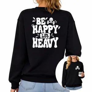 Casual Women’s Workout Sweatshirt – Oversized Fit with Humorous Weightlifting Graphic