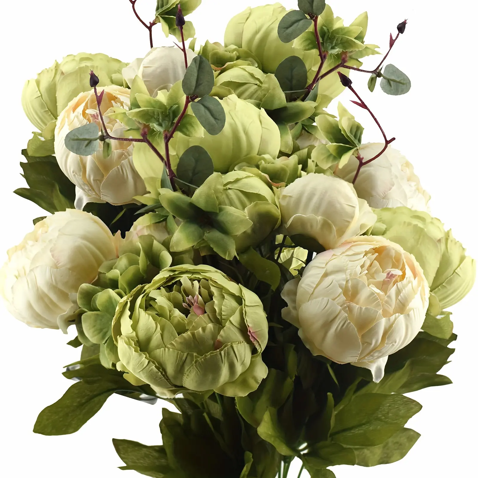 Vintage Faux Peonies And Hydrangeas For Bridal Home Decor - Beautiful Floral Centerpiece (rustic, Beige, Green Mix)