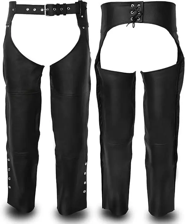 Touch&Torn Chaps for Men 32 to 48 Waist Motorcycle Leather chap 2 Pockets Original YKK Zip Brown Black Motorcycle Chaps