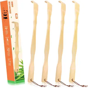 4 Pack Wooden Bamboo Back Scratcher for Men Women Adults, Easter Basket Stuffers, Christmas Stocking Stuffers for Seniors Elderly Men Women, 16.5 Inch Long Handle Back Scratchers