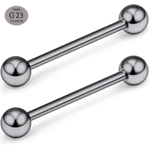 Grade 23 Titanium Externally Threaded Nipple Bar Barbell Rings Piercing Retainer 14G 16G Sold as a Pair